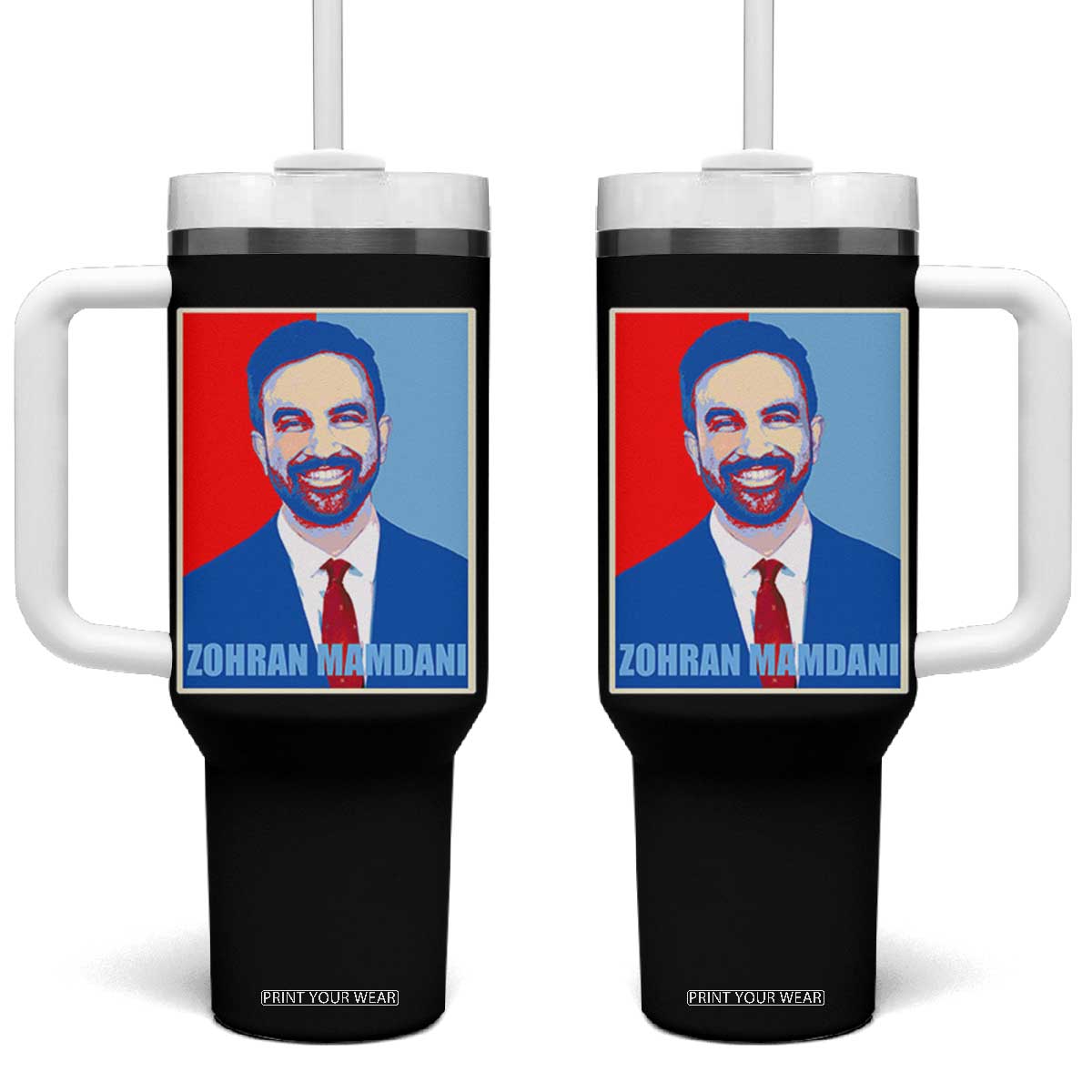 Zohran Madamni Tumbler With Handle for New York Mayor TS02 One Size: 40 oz Black Print Your Wear