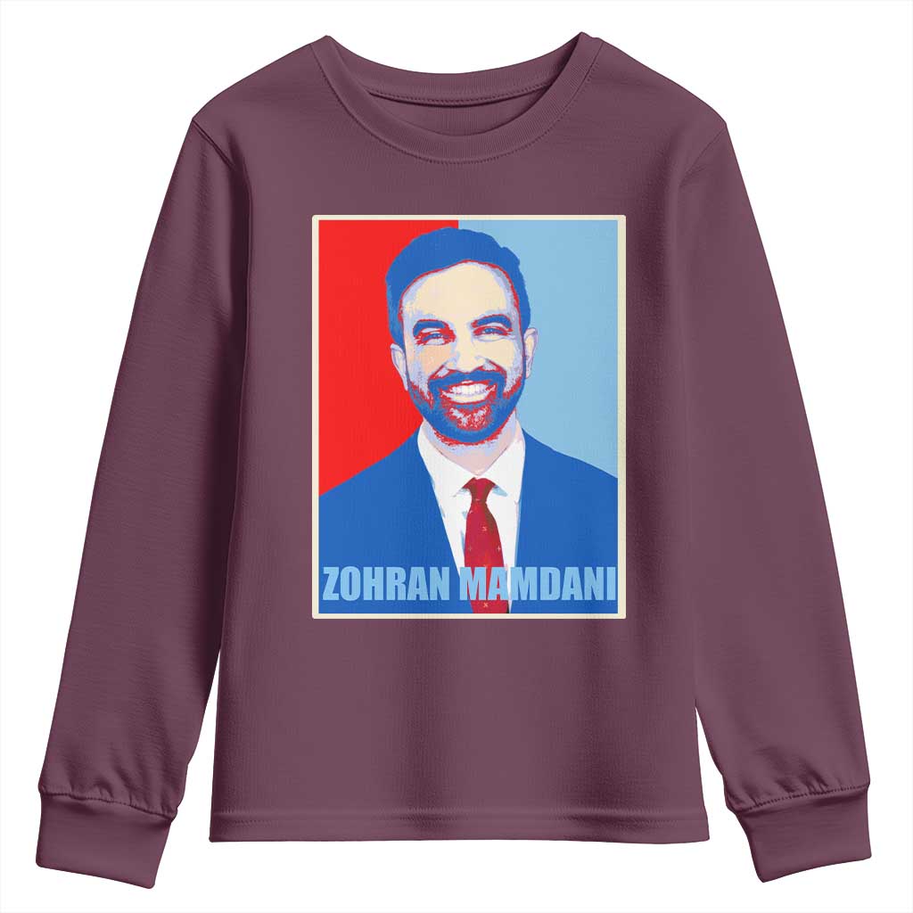 Zohran Madamni Youth Sweatshirt for New York Mayor TS02 Maroon Print Your Wear
