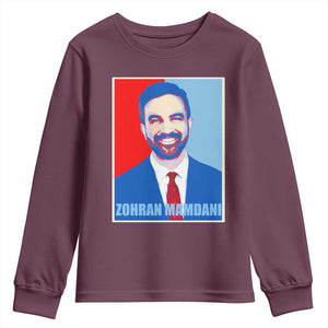 Zohran Madamni Youth Sweatshirt for New York Mayor TS02 Maroon Print Your Wear