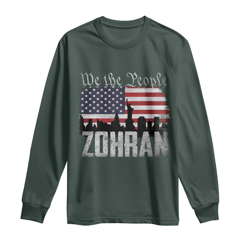 Zohran Mamdani Groovy Flowers Long Sleeve Shirt Retro Style TS02 Dark Forest Green Print Your Wear