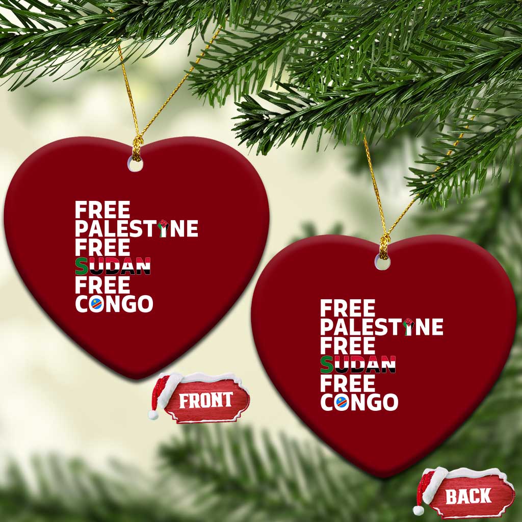 Free Palestine Sudan Congo Ceramic Ornament Human Rights Activist Justice and Solidarity TS02 Print Your Wear