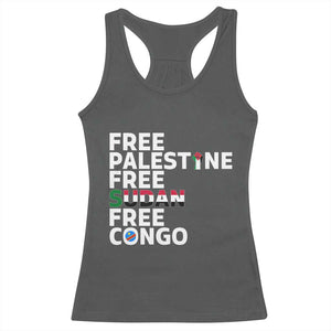 Free Palestine Sudan Congo Racerback Tank Top Human Rights Activist Justice and Solidarity TS02 Dark Heather Print Your Wear