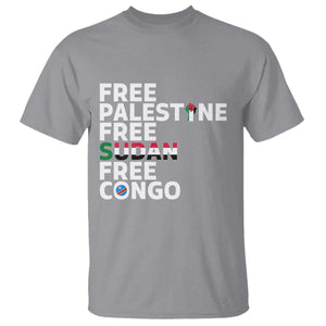 Free Palestine Sudan Congo T Shirt Human Rights Activist Justice and Solidarity TS02 Sport Gray Print Your Wear