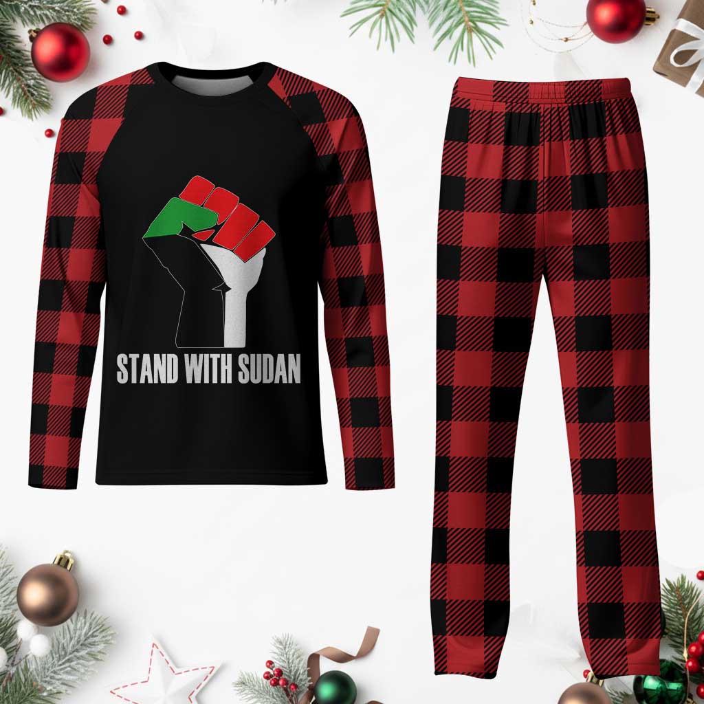 Stand With Sudan Power Fist Plaid Pajama Set Sudan Flag Activist Peace and Protest TS02 Buffalo Plaid Print Your Wear