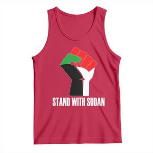 Stand With Sudan Power Fist Tank Top Sudan Flag Activist Peace and Protest TS02 Red Print Your Wear