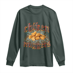 Chicken Nuggets Long Sleeve Shirt Heavy Metal World Tour Hardcore Music TS02 Dark Forest Green Print Your Wear