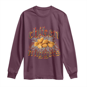 Chicken Nuggets Long Sleeve Shirt Heavy Metal World Tour Hardcore Music TS02 Maroon Print Your Wear