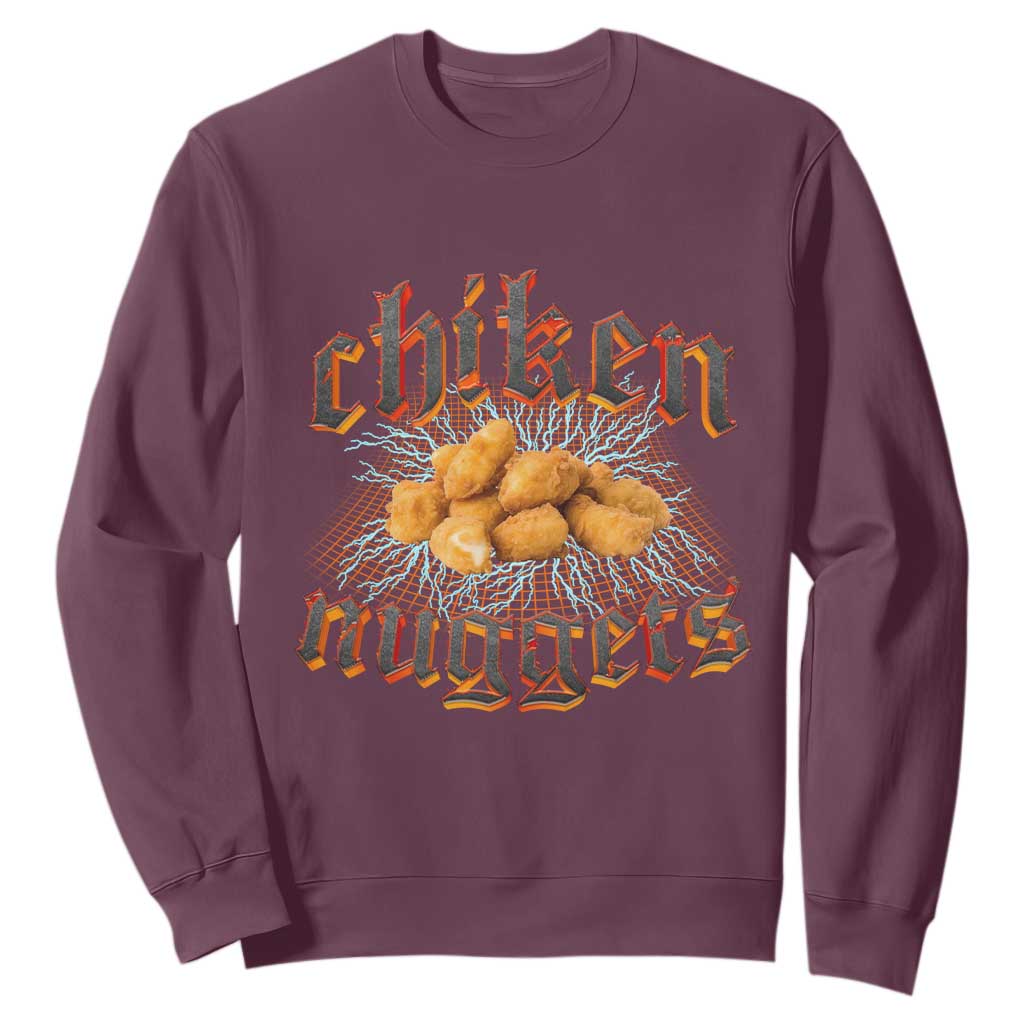 Chicken Nuggets Sweatshirt Heavy Metal World Tour Hardcore Music TS02 Maroon Print Your Wear