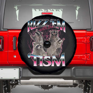 Funny Autism Raccoon Meme Spare Tire Cover Rizz Em With The Tism Autistic Raccoons TS02 Black Print Your Wear