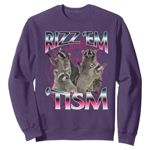 Funny Autism Raccoon Meme Sweatshirt Rizz Em With The Tism Autistic Raccoons TS02 Purple Print Your Wear