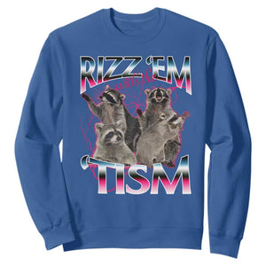 Funny Autism Raccoon Meme Sweatshirt Rizz Em With The Tism Autistic Raccoons TS02 Royal Blue Print Your Wear