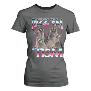 Funny Autism Raccoon Meme T Shirt For Women Rizz Em With The Tism Autistic Raccoons TS02 Dark Heather Print Your Wear