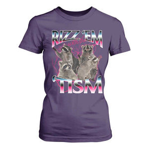 Funny Autism Raccoon Meme T Shirt For Women Rizz Em With The Tism Autistic Raccoons TS02 Purple Print Your Wear