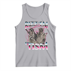 Funny Autism Raccoon Meme Tank Top Rizz Em With The Tism Autistic Raccoons TS02 Athletic Heather Print Your Wear