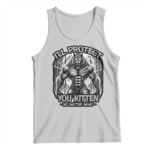 Funny Alpha Wolf Meme Tank Top I'll Protect You Kitten Humorous Cringe TS02 Ash Print Your Wear