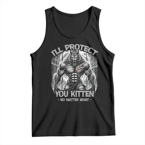 Funny Alpha Wolf Meme Tank Top I'll Protect You Kitten Humorous Cringe TS02 Black Print Your Wear
