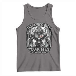 Funny Alpha Wolf Meme Tank Top I'll Protect You Kitten Humorous Cringe TS02 Deep Heather Print Your Wear
