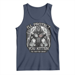 Funny Alpha Wolf Meme Tank Top I'll Protect You Kitten Humorous Cringe TS02 Navy Print Your Wear