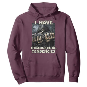 Skeleton Meme Hoodie I Have Homosexual Tendencies Funny Edgy Hard Cringe TS02 Maroon Print Your Wear