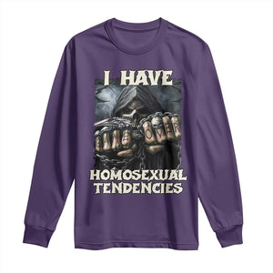 Skeleton Meme Long Sleeve Shirt I Have Homosexual Tendencies Funny Edgy Hard Cringe TS02 Purple Print Your Wear