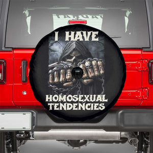 Skeleton Meme Spare Tire Cover I Have Homosexual Tendencies Funny Edgy Hard Cringe TS02 Black Print Your Wear