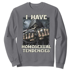 Skeleton Meme Sweatshirt I Have Homosexual Tendencies Funny Edgy Hard Cringe TS02 Charcoal Print Your Wear