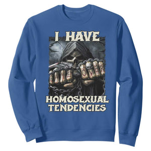 Skeleton Meme Sweatshirt I Have Homosexual Tendencies Funny Edgy Hard Cringe TS02 Royal Blue Print Your Wear
