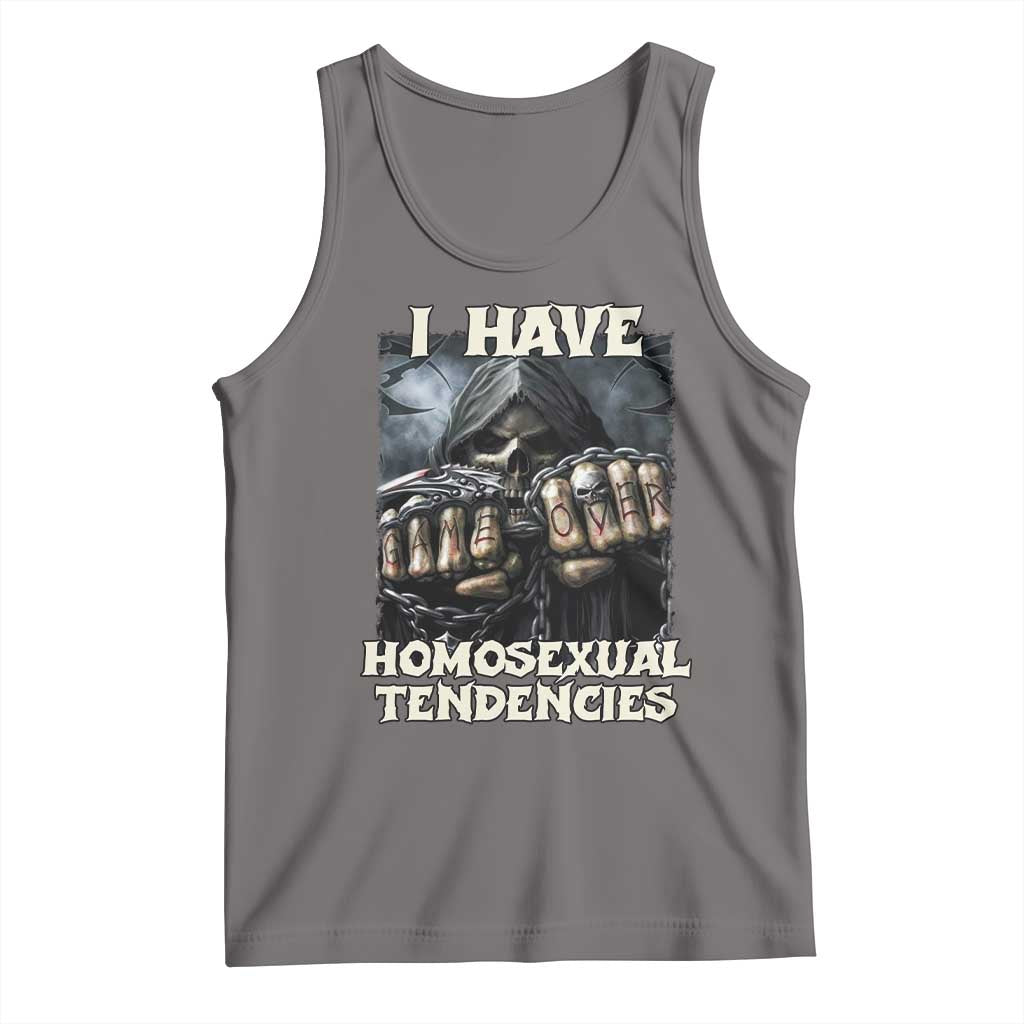 Skeleton Meme Tank Top I Have Homosexual Tendencies Funny Edgy Hard Cringe TS02 Deep Heather Print Your Wear