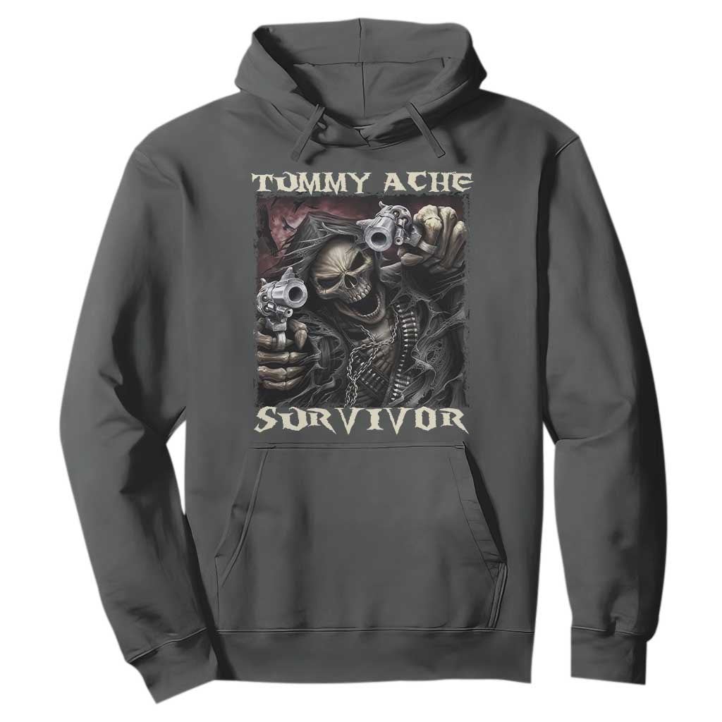 Skeleton Meme Hoodie Tummy Ache Survivor Funny Cool Edgy Hard Cringe TS02 Dark Heather Print Your Wear
