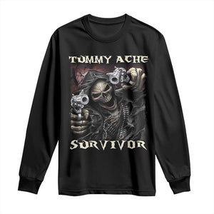 Skeleton Meme Long Sleeve Shirt Tummy Ache Survivor Funny Cool Edgy Hard Cringe TS02 Black Print Your Wear