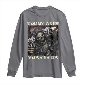 Skeleton Meme Long Sleeve Shirt Tummy Ache Survivor Funny Cool Edgy Hard Cringe TS02 Charcoal Print Your Wear