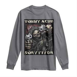 Skeleton Meme Long Sleeve Shirt Tummy Ache Survivor Funny Cool Edgy Hard Cringe TS02 Charcoal Print Your Wear