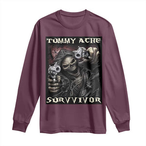 Skeleton Meme Long Sleeve Shirt Tummy Ache Survivor Funny Cool Edgy Hard Cringe TS02 Maroon Print Your Wear