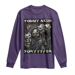 Skeleton Meme Long Sleeve Shirt Tummy Ache Survivor Funny Cool Edgy Hard Cringe TS02 Purple Print Your Wear