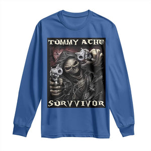 Skeleton Meme Long Sleeve Shirt Tummy Ache Survivor Funny Cool Edgy Hard Cringe TS02 Royal Blue Print Your Wear