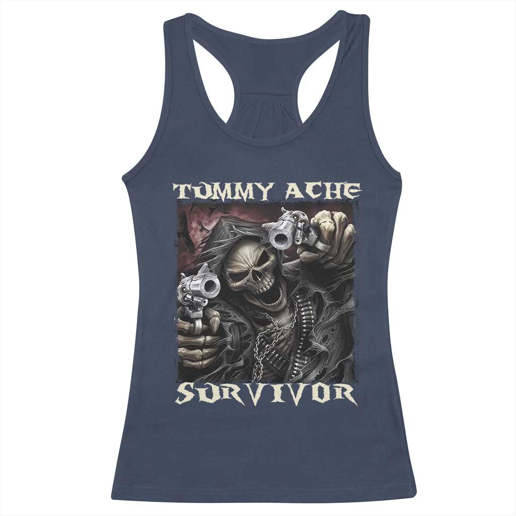 Skeleton Meme Racerback Tank Top Tummy Ache Survivor Funny Cool Edgy Hard Cringe TS02 Navy Print Your Wear