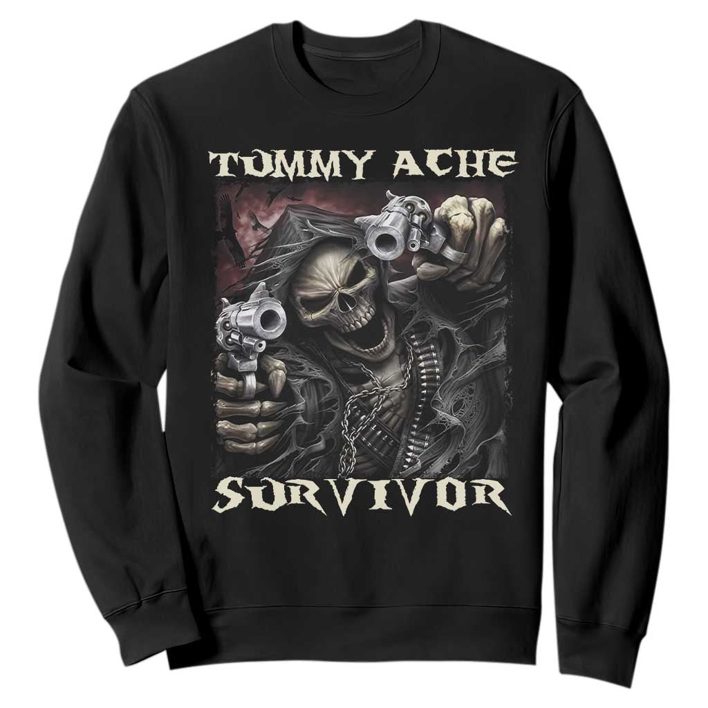 Skeleton Meme Sweatshirt Tummy Ache Survivor Funny Cool Edgy Hard Cringe TS02 Black Print Your Wear