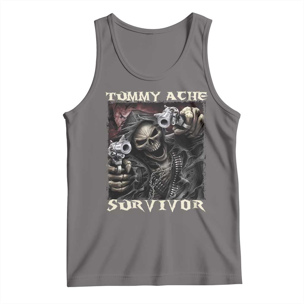 Skeleton Meme Tank Top Tummy Ache Survivor Funny Cool Edgy Hard Cringe TS02 Deep Heather Print Your Wear