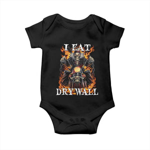Funny Cringe Hard Skeleton Meme Baby Onesie - I Eat Drywall TS02 Black Print Your Wear
