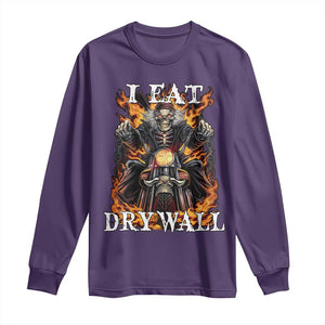 Funny Cringe Hard Skeleton Meme Long Sleeve Shirt I Eat Drywall TS02 Purple Print Your Wear