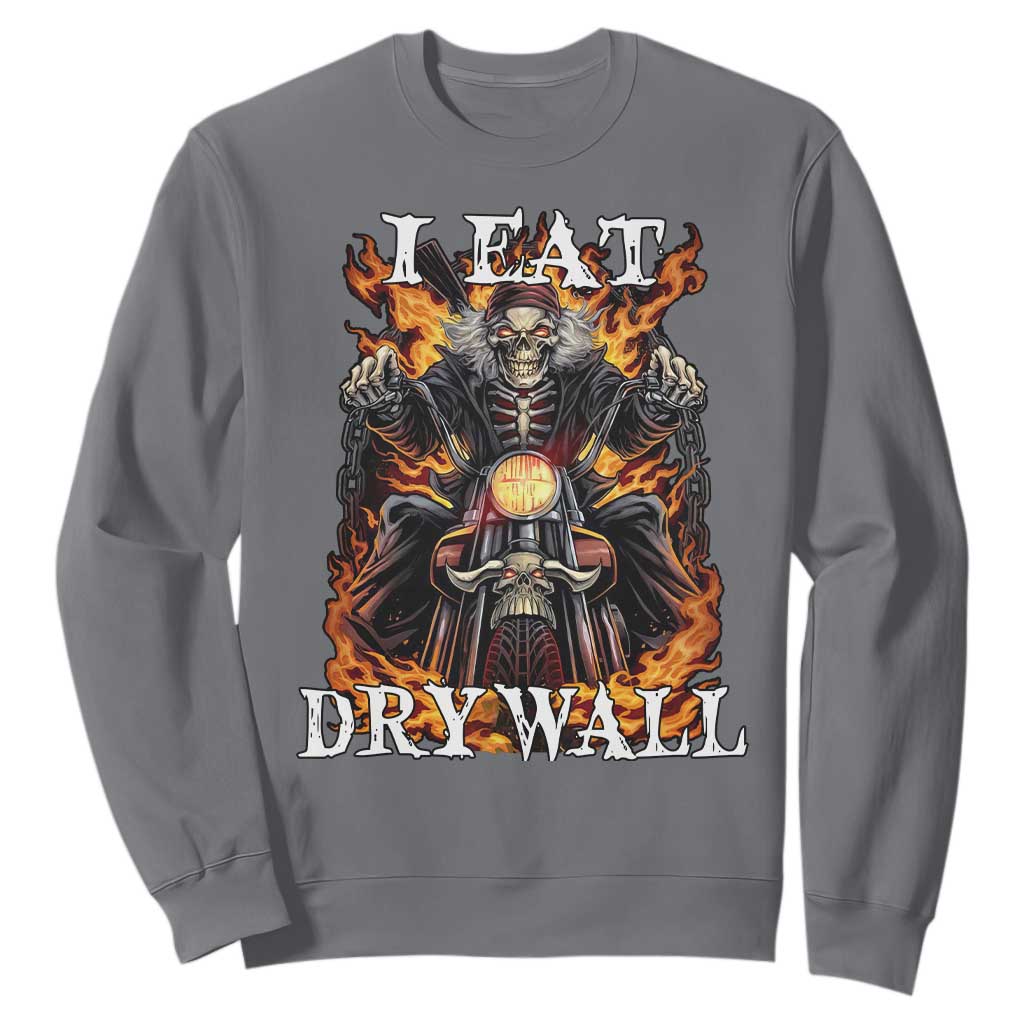 Funny Cringe Hard Skeleton Meme Sweatshirt I Eat Drywall TS02 Charcoal Print Your Wear