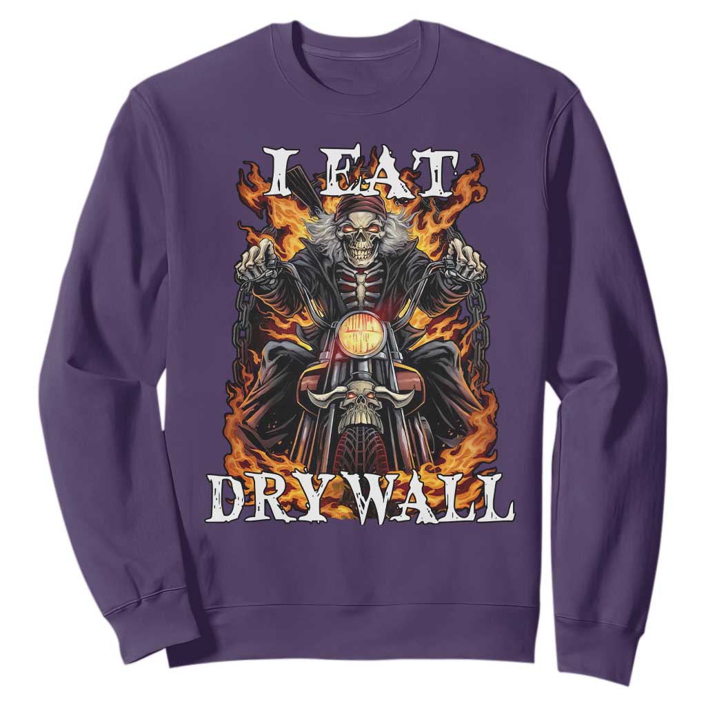 Funny Cringe Hard Skeleton Meme Sweatshirt I Eat Drywall TS02 Purple Print Your Wear
