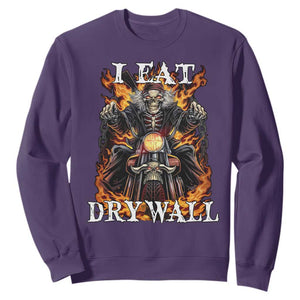 Funny Cringe Hard Skeleton Meme Sweatshirt I Eat Drywall TS02 Purple Print Your Wear
