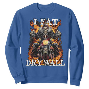 Funny Cringe Hard Skeleton Meme Sweatshirt I Eat Drywall TS02 Royal Blue Print Your Wear