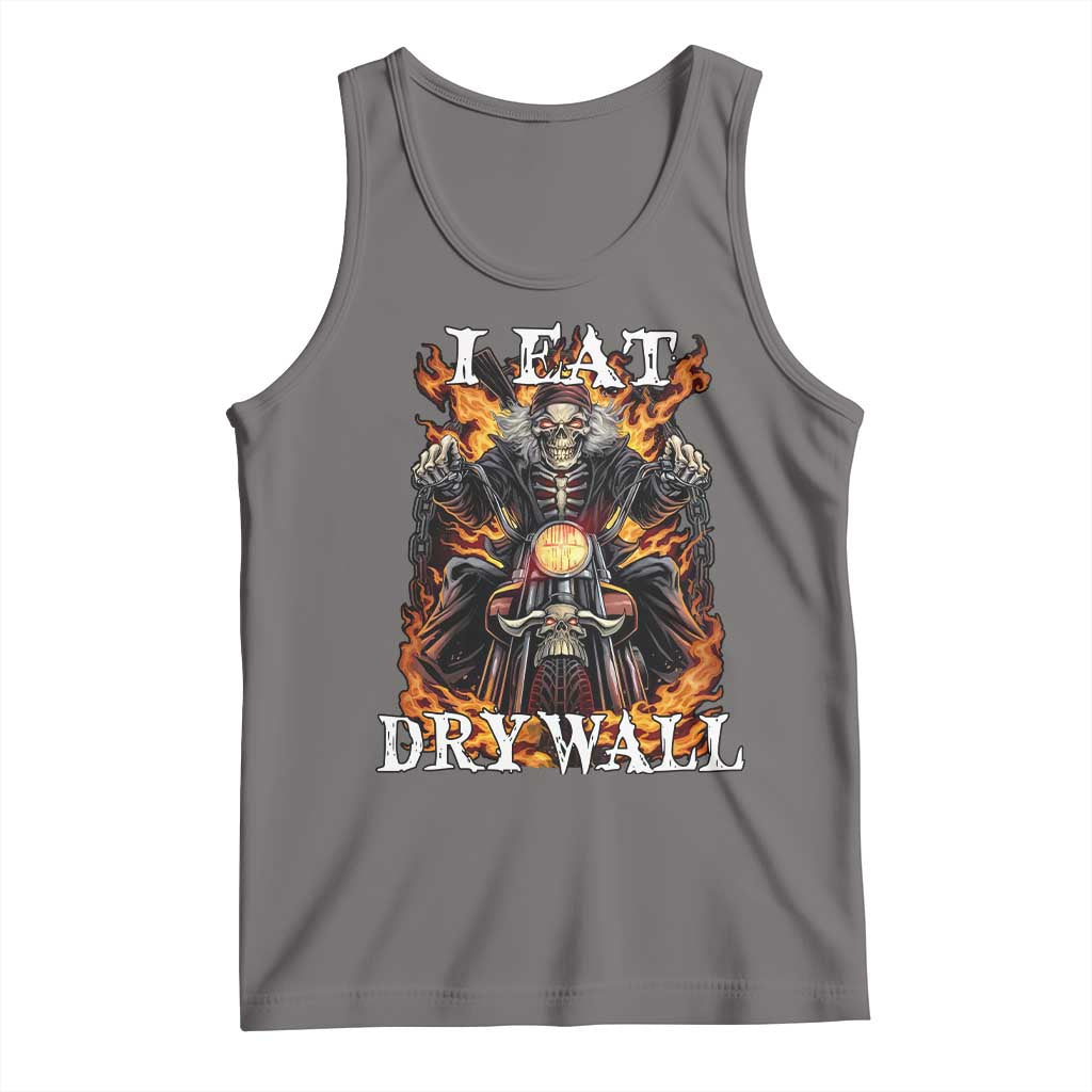 Funny Cringe Hard Skeleton Meme Tank Top I Eat Drywall TS02 Deep Heather Print Your Wear