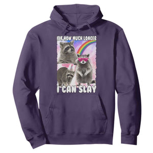 Funny Raccoon Meme Hoodie Idk How Much Longer I Can Slay TS02 Purple Print Your Wear