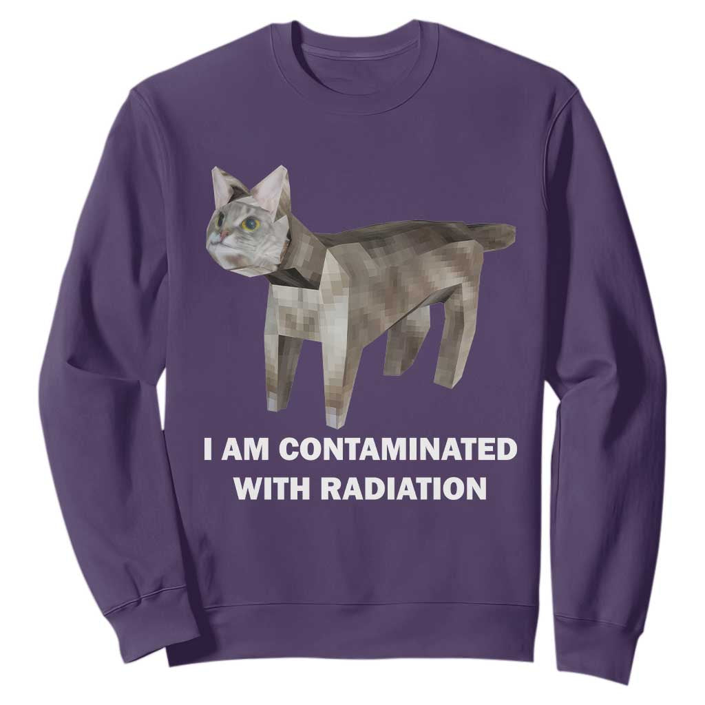 Funny Cat Meme Sweatshirt I Am Contaminated With Radiation Humorous Oddly Specific TS02 Purple Print Your Wear