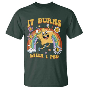 Funny Saying T Shirt It Burns When I Pee Sarcastic Ironic Meme Nostalgia TS02 Dark Forest Green Print Your Wear