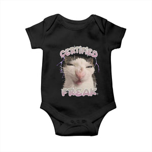 Funny Cat Meme Baby Onesie Certified Freak Eat Cement Cursed Cat TS02 Black Print Your Wear