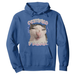 Funny Cat Meme Hoodie Certified Freak Eat Cement Cursed Cat TS02 Royal Blue Print Your Wear